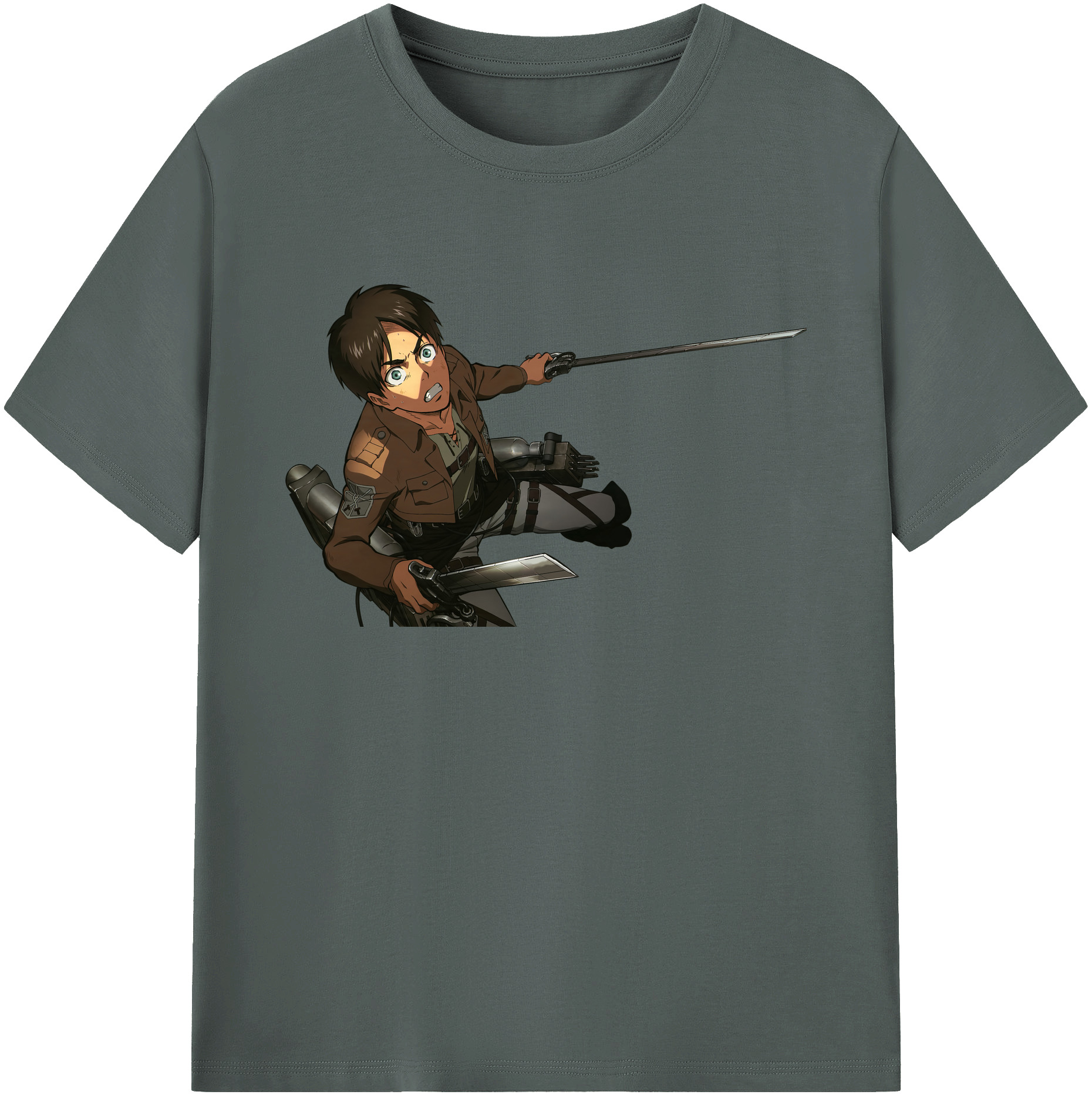 （画像用） 進撃の巨人 エレン･イェーガー Attack on Titan Eren Jäger 綿100％ メンズ半袖Tシャツ｜肌触りやわらか＆通気性